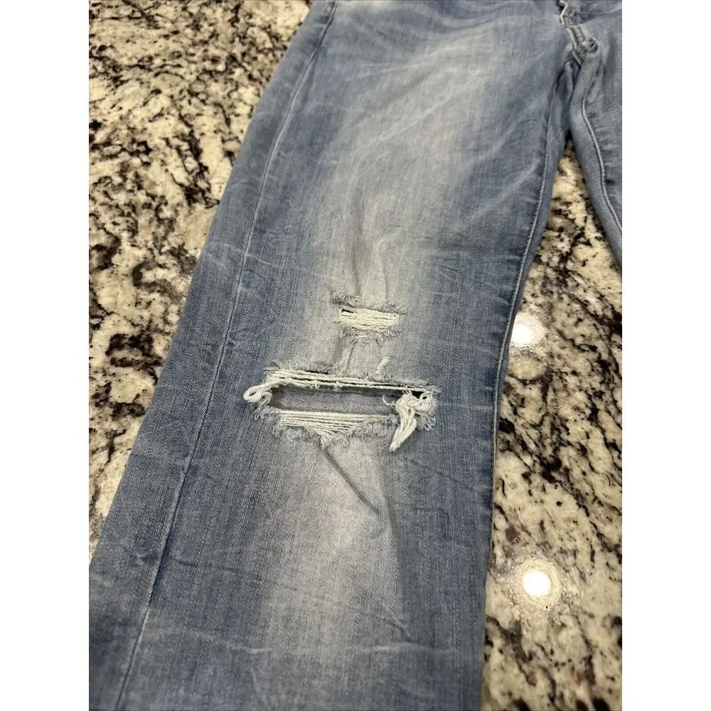 American Eagle Men's Size 30x34 Blue Jeans Slim Straight Extreme Flex Distressed